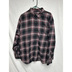GH Bass Men's XXL Long Sleeve Flannel Shirt Black Red Plaid Lumberjack Workwear